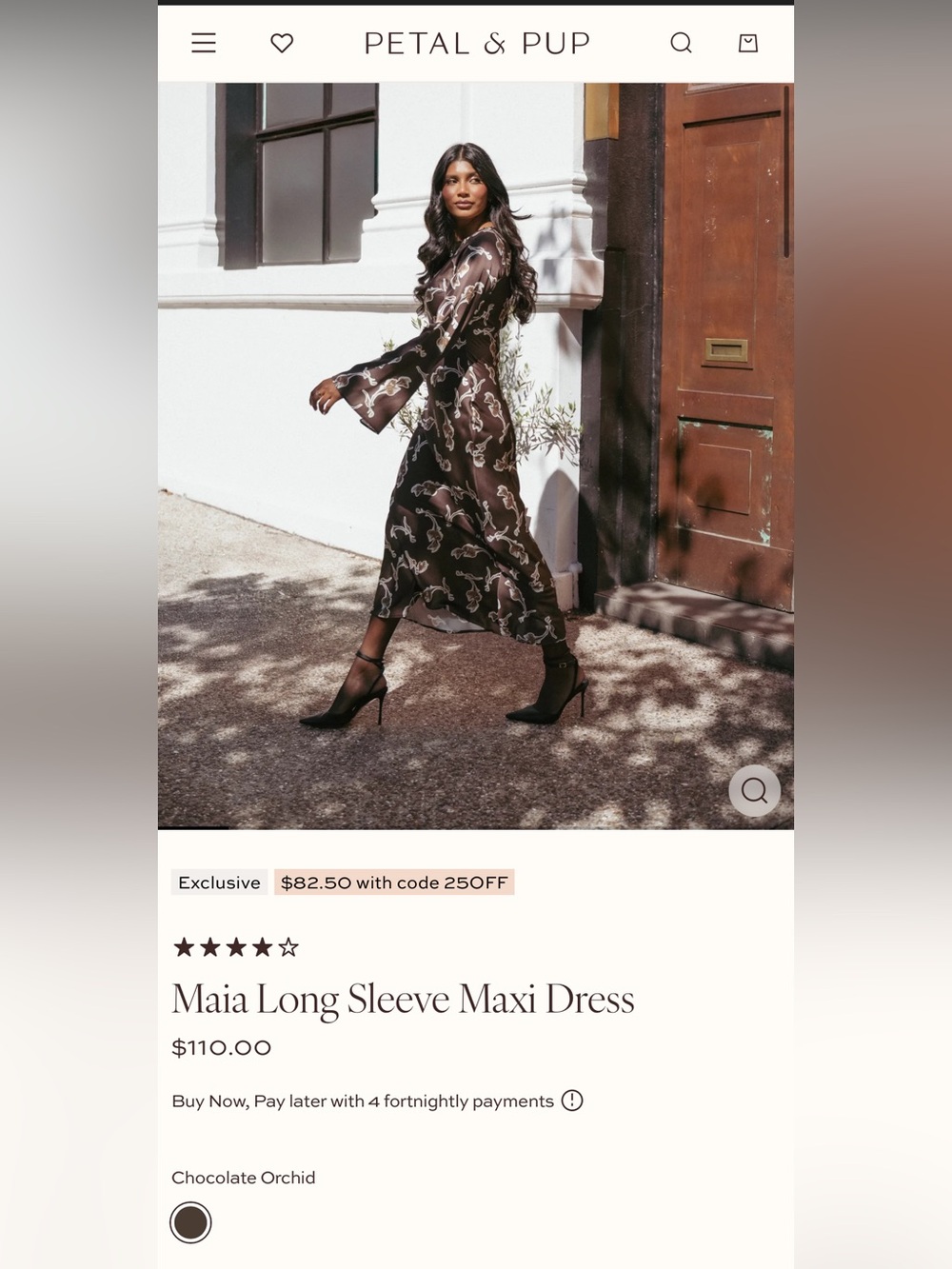 NEW Petal & Pup Maia Long Sleeve Maxi Dress - Chocolate Orchid - Picture 2 of 14